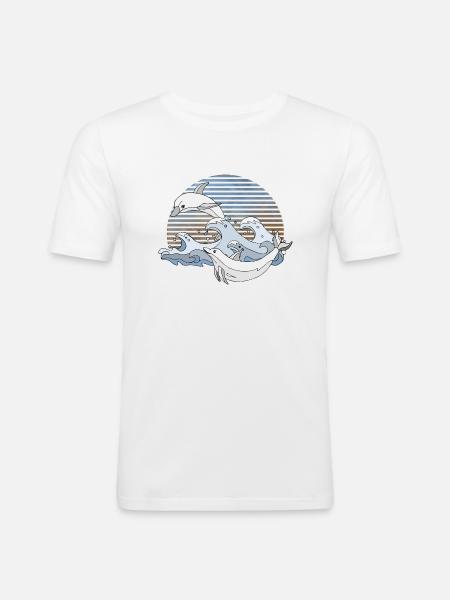 Dauphins - T-shirt près du corps Homme - blanc