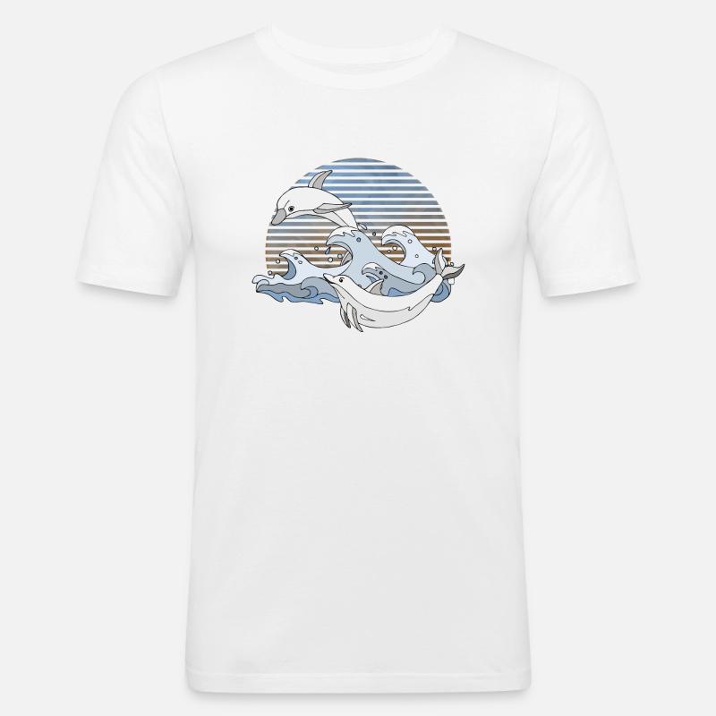 Delphine - Männer Slim Fit T-Shirt - Weiß