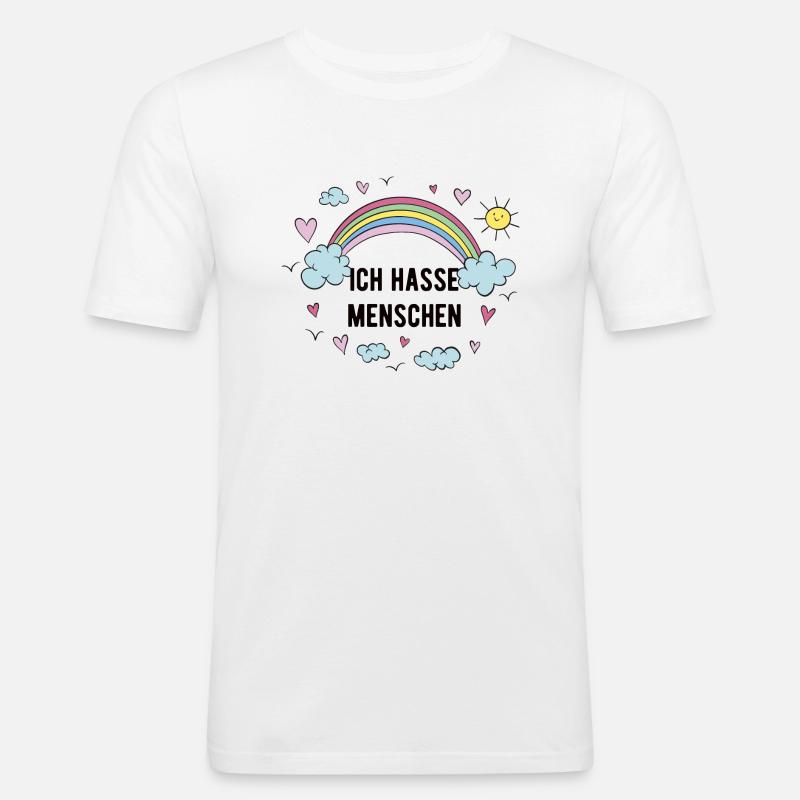 ich hasse menschen regenbogen - Männer Slim Fit T-Shirt - Weiß