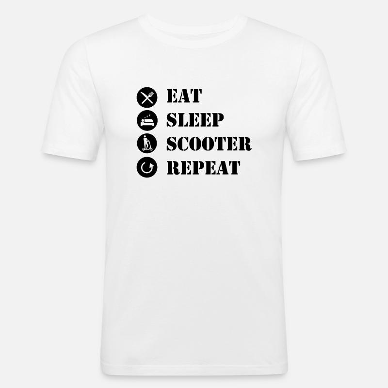 E-Scooter E-Roller Scooter - Männer Slim Fit T-Shirt - Weiß