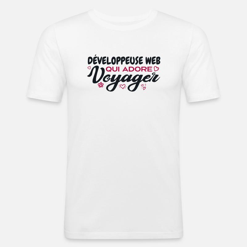 Web developer, globetrotter, travel enthusiast - Men's Slim Fit T-Shirt - white