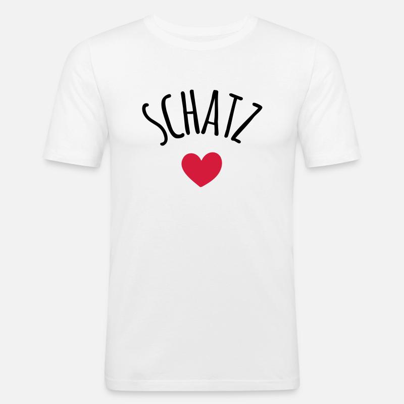 Schatz - Männer Slim Fit T-Shirt - Weiß