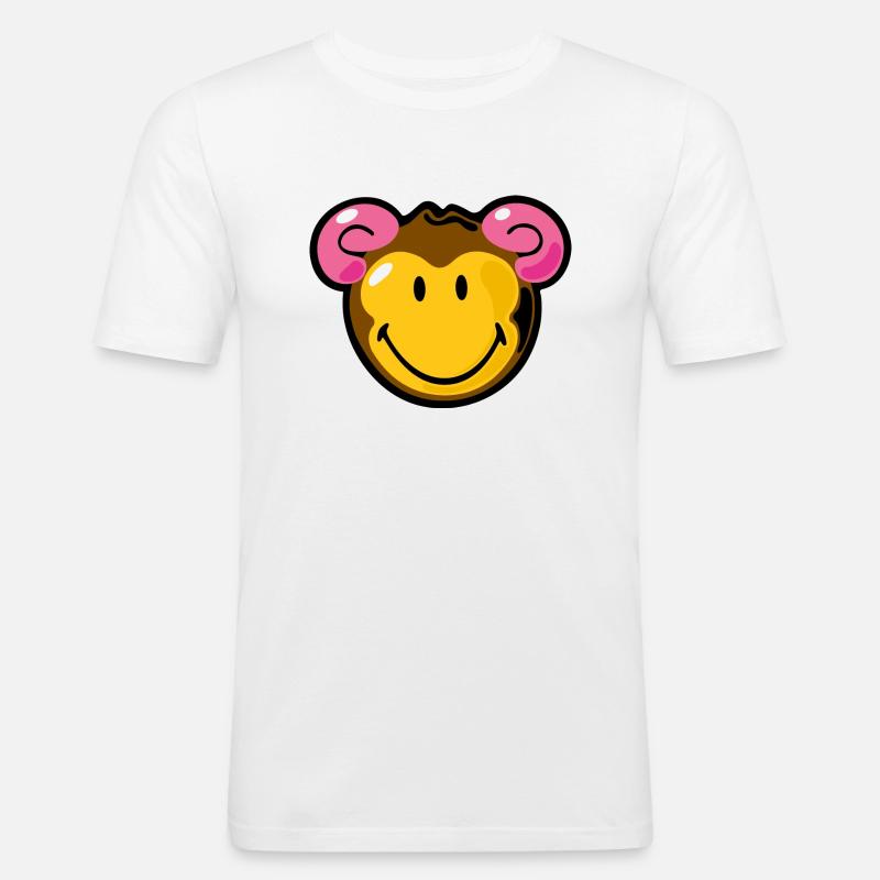 Smiley Monkey - Slim Fit T-skjorte for menn - hvit