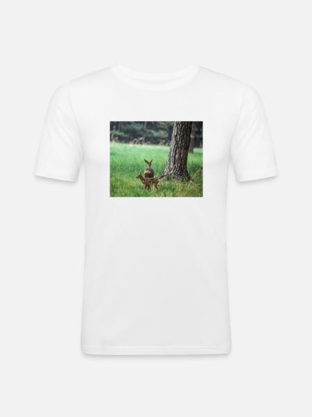Reh mit Kitz - Männer Slim Fit T-Shirt - Weiß