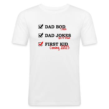 Zum ersten Mal Papa lustige Schwangerschaft Ankündigung Geschenk - Männer Slim Fit T-Shirt - Weiß - Vorne - Nik (191cm)