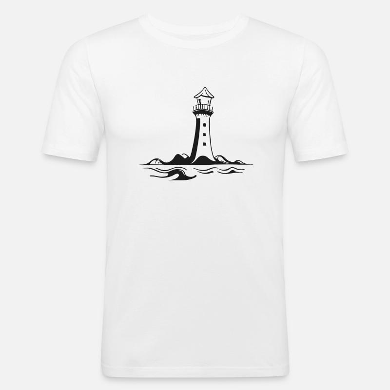 Leuchtturm - Männer Slim Fit T-Shirt - Weiß