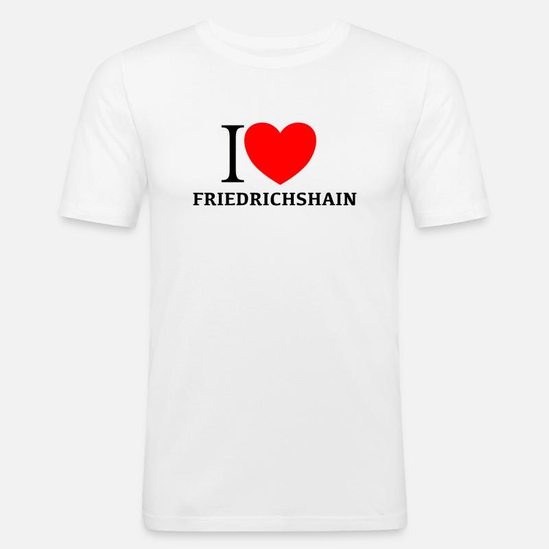 I LOVE FRIEDRICHSHAIN - Männer Slim Fit T-Shirt - Weiß