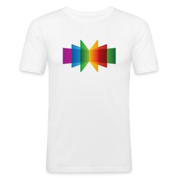 Figure abstracte Lumineuse - T-shirt près du corps Homme - blanc - Devant - Nik (191cm)
