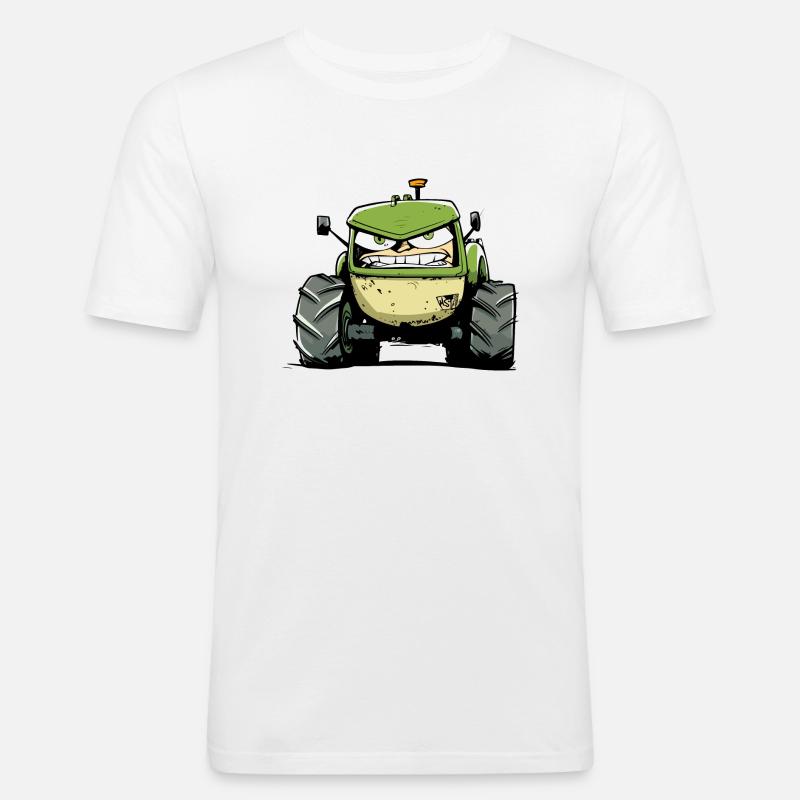 Wütender Traktor Nr. 4 - Männer Slim Fit T-Shirt - Weiß