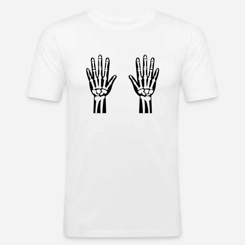 skelett hände 01 - Männer Slim Fit T-Shirt - Weiß