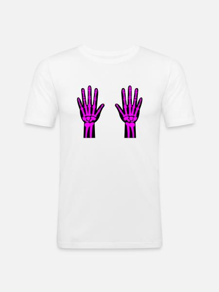 Skeleton Hands 02 - Men's Slim Fit T-Shirt - white