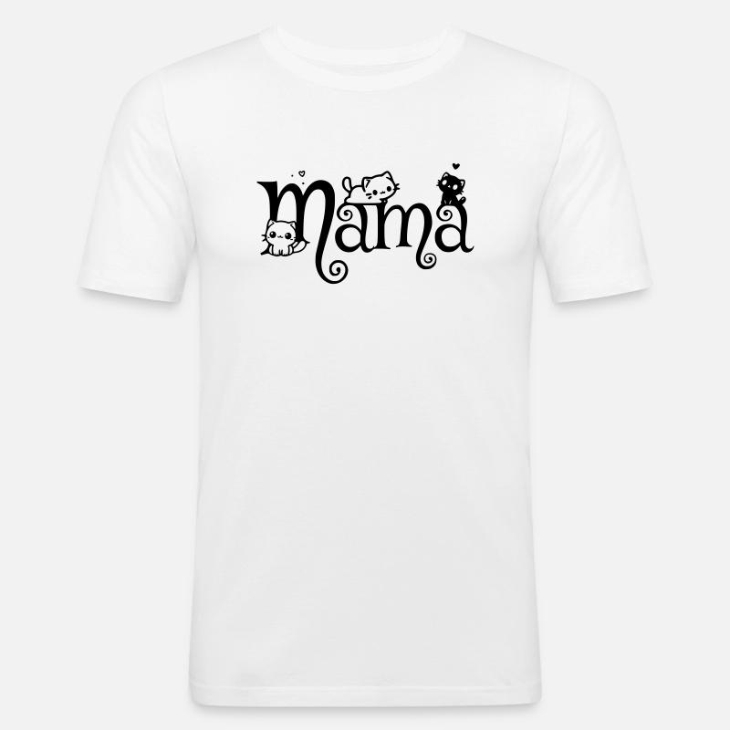 Mama Katzenmama Kätzchen - Männer Slim Fit T-Shirt - Weiß