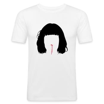 pulp fiction mia wallace nose pf04 - Männer Slim Fit T-Shirt - Weiß - Vorne - Nik (191cm)