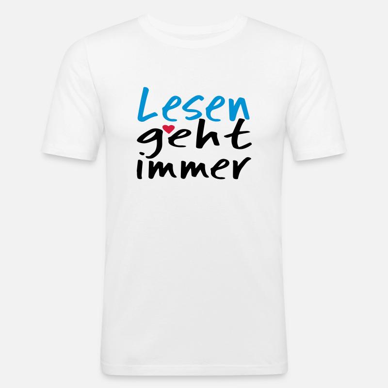 Lesen geht immer! - Männer Slim Fit T-Shirt - Weiß