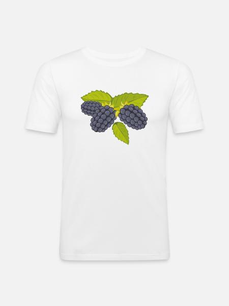 Brombeere - Männer Slim Fit T-Shirt - Weiß