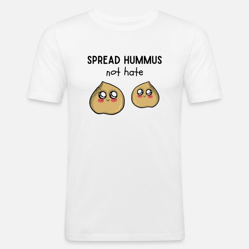Spread Hummus not hate - Männer Slim Fit T-Shirt - Weiß