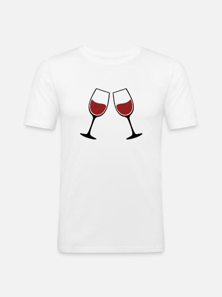 Weingläser Silhouette - Männer Slim Fit T-Shirt - Weiß