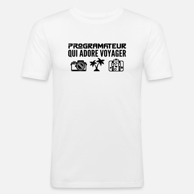 Reisende & Programmierer: Leidenschaft & Entdeckung - Männer Slim Fit T-Shirt - Weiß
