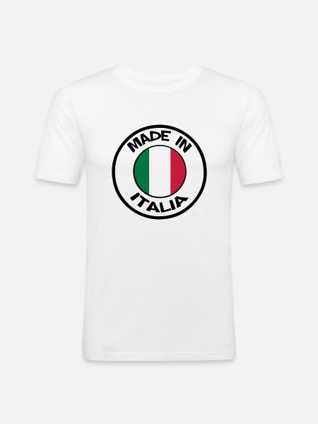 made in ITALIA - Männer Slim Fit T-Shirt - Weiß