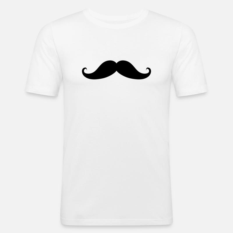 Schnurrbart - Männer Slim Fit T-Shirt - Weiß
