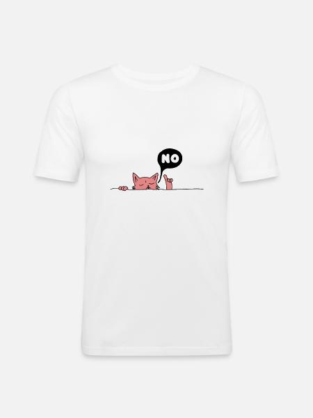 Nein Katze - Männer Slim Fit T-Shirt - Weiß