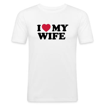 I love my wife - Men's Slim Fit T-Shirt - white - Front - Nik (191cm)