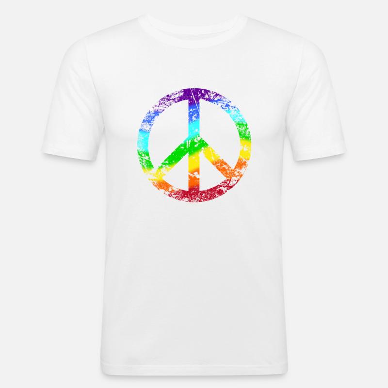 Segno pace arcobaleno pace attivista pacifista - Maglietta aderente da uomo - bianco