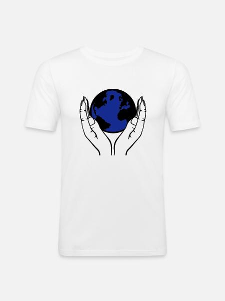 world in hands - Men's Slim Fit T-Shirt - white