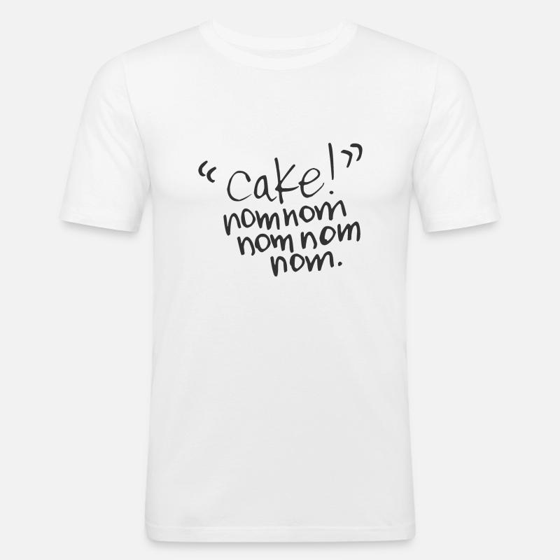 Cake nom nom nom - Männer Slim Fit T-Shirt - Weiß
