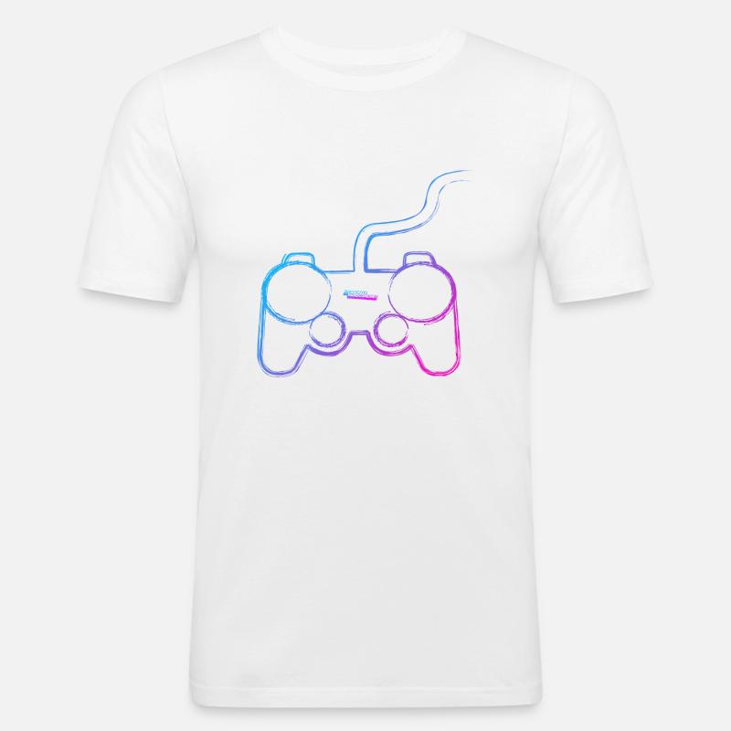 Graffiti-Controller - Männer Slim Fit T-Shirt - Weiß