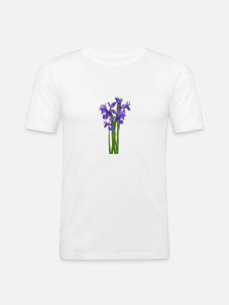 Blumen Frühling Iris Schwertlilien - Geschenkidee - Männer Slim Fit T-Shirt - Weiß