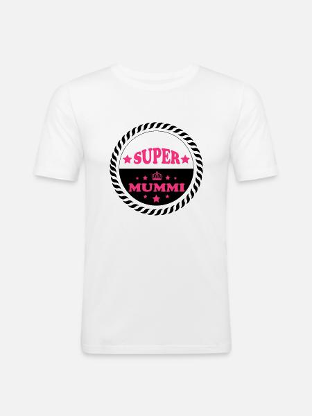 Super mummi - Männer Slim Fit T-Shirt - Weiß