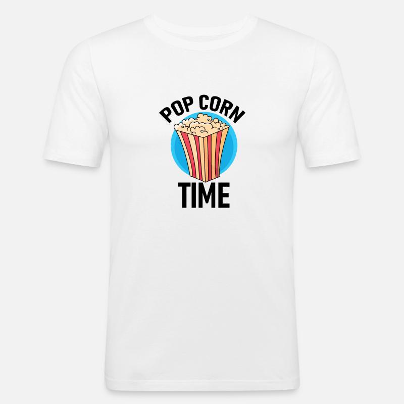 Popcorn Time! - Männer Slim Fit T-Shirt - Weiß