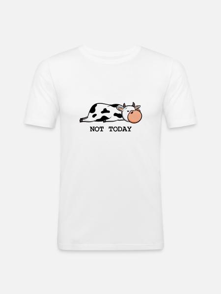Faule Kuh - Not today - Männer Slim Fit T-Shirt - Weiß