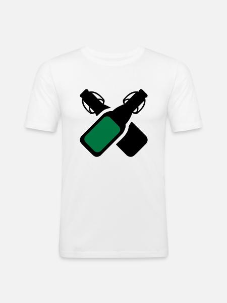 Alkohol - Bierflaschen - Männer Slim Fit T-Shirt - Weiß