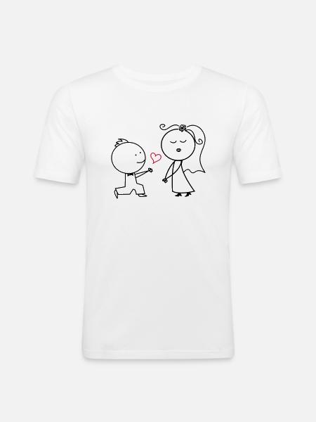 ehepaar_antrag_002 - Männer Slim Fit T-Shirt - Weiß