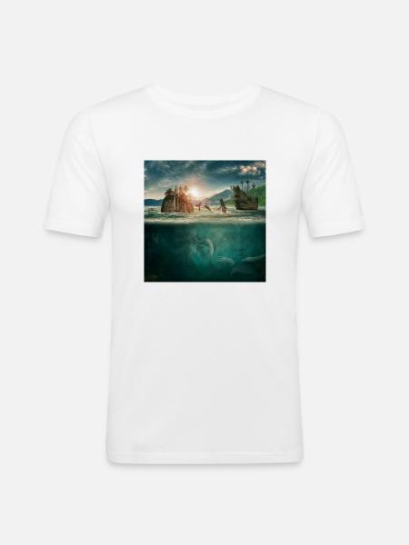 Underwater world of imagination - Men's Slim Fit T-Shirt - white