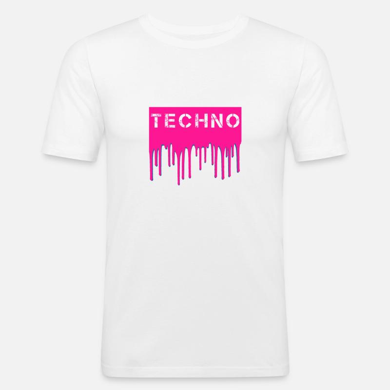 Techno - Männer Slim Fit T-Shirt - Weiß