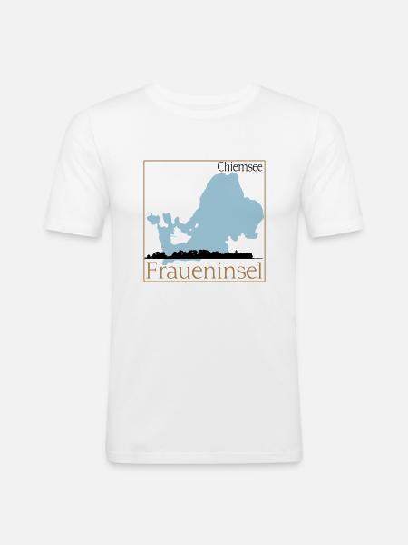 Fraueninsel Skyline - Männer Slim Fit T-Shirt - Weiß
