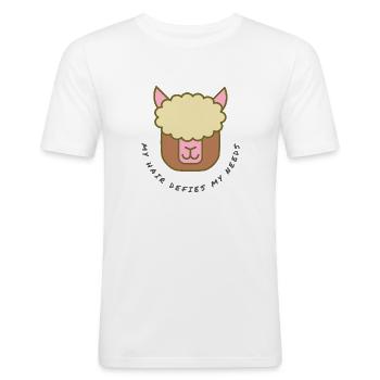 Alpaka - Männer Slim Fit T-Shirt - Weiß - Vorne - Nik (191cm)