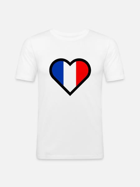 French heart tricolor flag France country love - Men's Slim Fit T-Shirt - white