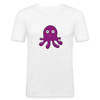 Lila Krake - T-shirt près du corps Homme - blanc - Devant - Nik (191cm)