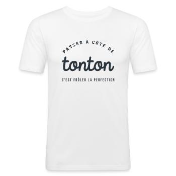 homme humour, humour, cadeau humoristique, tonton - T-shirt près du corps Homme - blanc - Devant - Nik (191cm)