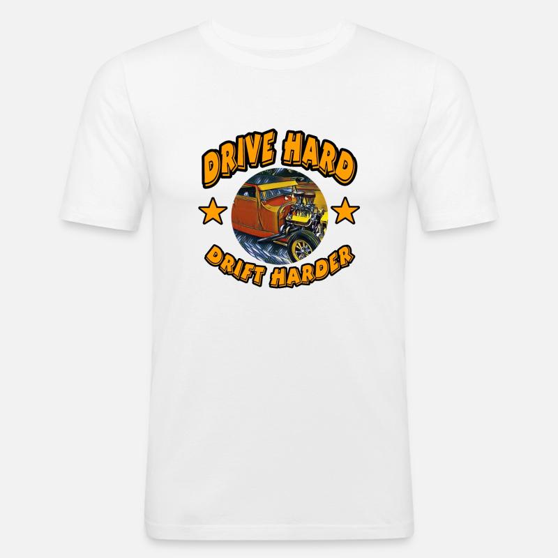 Hot Rod - Obcisła koszulka męska - biały