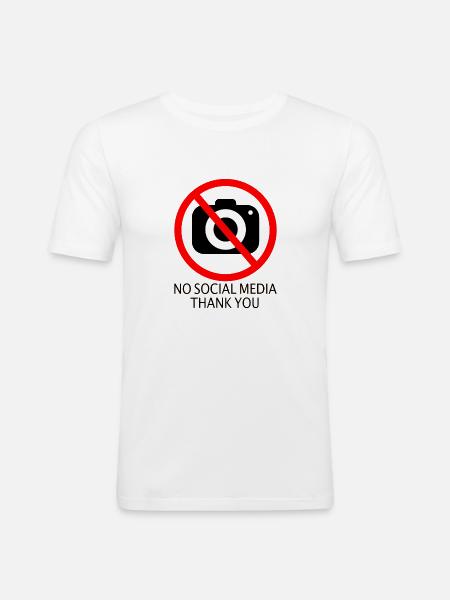 no social media - Männer Slim Fit T-Shirt - Weiß