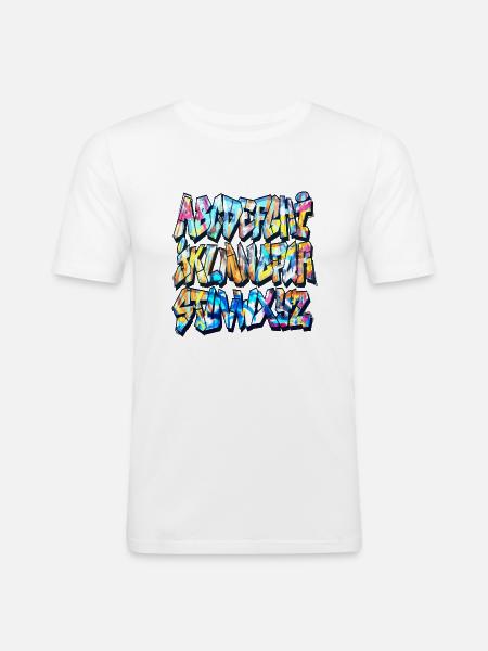 Alphabet graffiti - T-shirt près du corps Homme - blanc