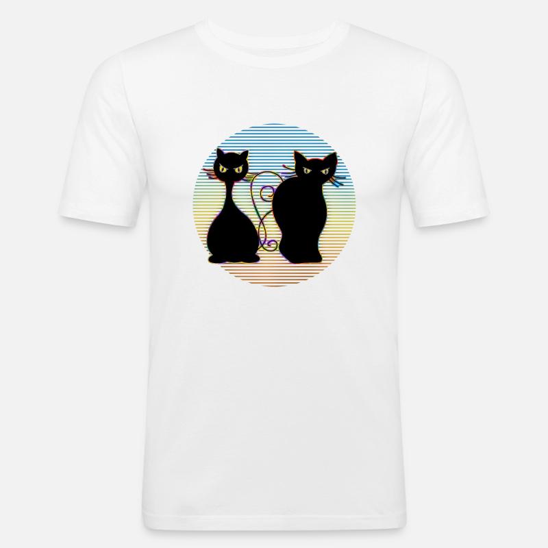 Katzen - Männer Slim Fit T-Shirt - Weiß