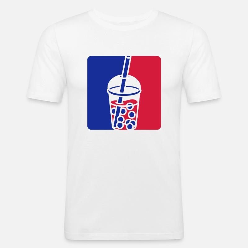 Blau Rot Bubble Tea - Männer Slim Fit T-Shirt - Weiß