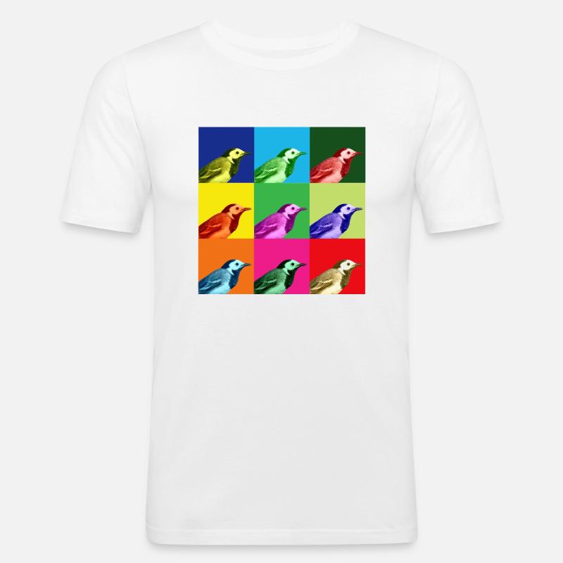 Bachstelze Profil Popart Kunst - Männer Slim Fit T-Shirt - Weiß