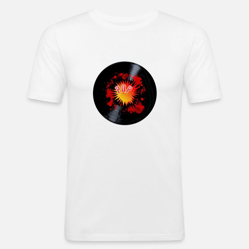 Exploding Pop Music Long Playing Record - T-shirt près du corps Homme - blanc